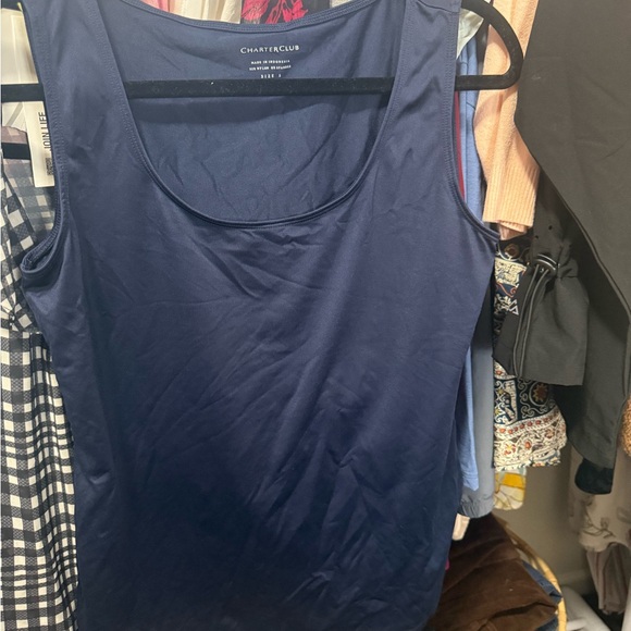 Charter Club Blue Tank Top Classic Sleeveless Style - Picture 1 of 3